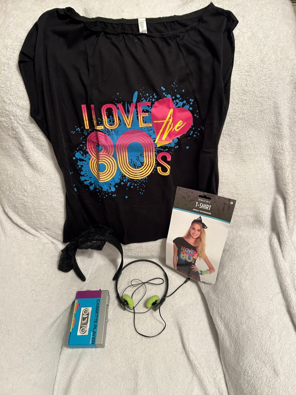 I Love the 80s Graphic Tee - Black with Neon Print